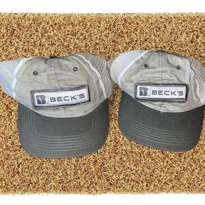 Beck's Logo Trucker Hat - Olive and Khaki